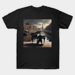 Pianist Playing The Piano Near The Amsterdam Canals T-Shirt